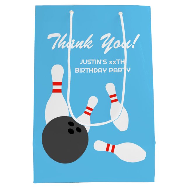 Kid's bowling Birthday party thank you gift bag (Back)