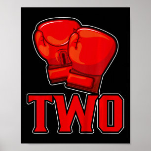 Kids Boxing 2nd Birthday Two Years Old Birthday Pa Poster