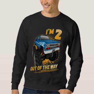 Kids Boy 2 Years Old Monster Truck 2nd Birthday Bo Sweatshirt