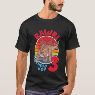 Kids Boy 3rd Birthday I Rawr  Stegosaurus I Family T-Shirt