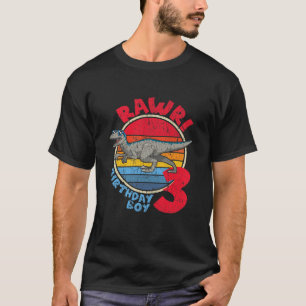 Kids Boy 3Rd Birthday I Rawr! Velociraptor I Famil T-Shirt
