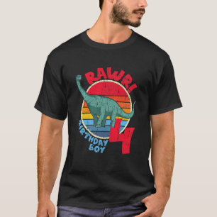 Kids Boy 4th Birthday I Rawr! Brachiosaurus I Fami T-Shirt