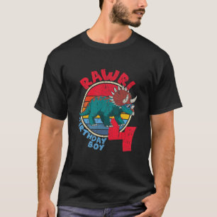 Kids Boy 4Th Birthday I Rawr! Triceratops I Family T-Shirt