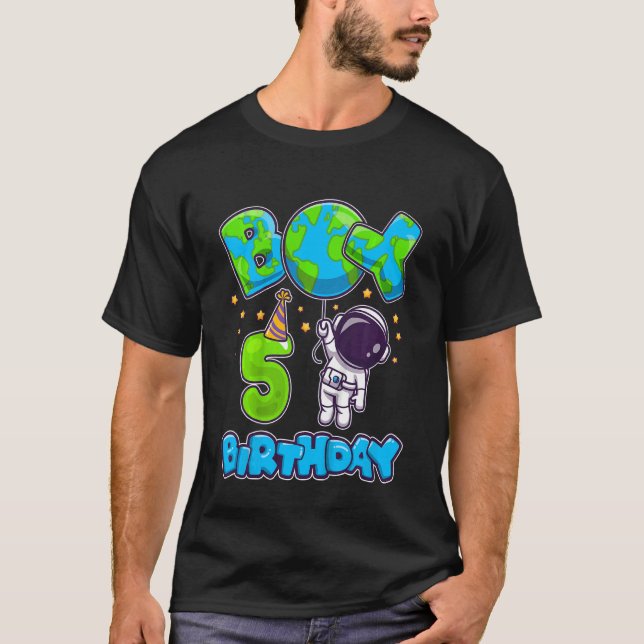 Kids Boy 5th Birthday Birthday Astronaut Boy 5 Yea T-Shirt (Front)