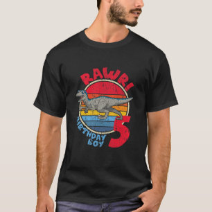 Kids Boy 5Th Birthday I Rawr! Velociraptor I Famil T-Shirt