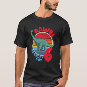 Kids Boy 6th Birthday I Rawr! Brachiosaurus I Fami T-Shirt