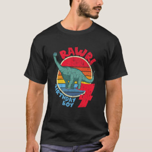 Kids Boy 7th Birthday I Rawr! Brachiosaurus I Fami T-Shirt