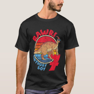 Kids Boy 7th Birthday I Rawr! Parasaurolophus I Fa T-Shirt