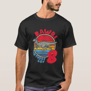 Kids Boy 8Th Birthday I Rawr! Velociraptor I Famil T-Shirt