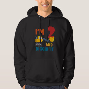 Kids Boy Construction Truck 2nd Birthday Excavator Hoodie