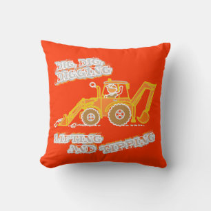 Kids boy digger orange & yellow  cushion