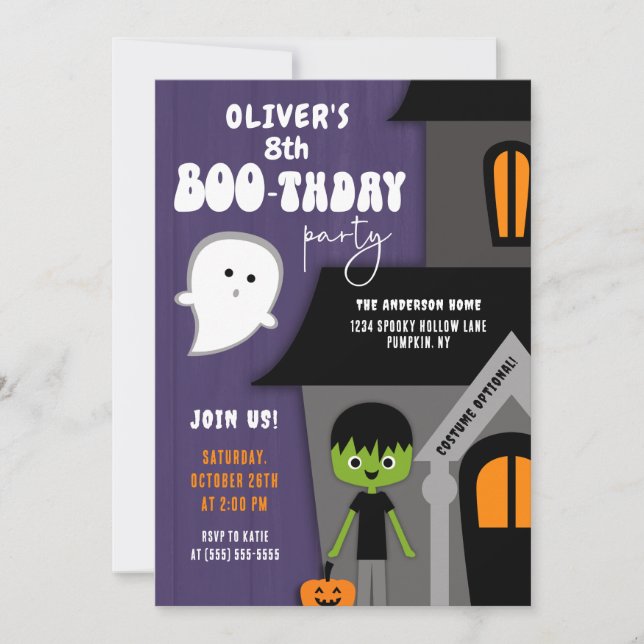 Kids Boy Halloween Birthday Party Invitation (Front)