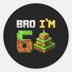 Kids Boy Its My 6th Birthday Bro Game Pixel 6 Year Classic Round Sticker