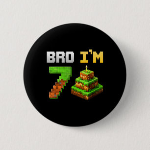Kids Boy Its My 7th Birthday Bro Game Pixel 7 Year 6 Cm Round Badge