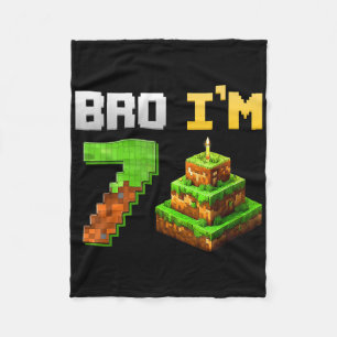 Kids Boy Its My 7th Birthday Bro Game Pixel 7 Year Fleece Blanket