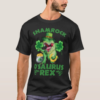 Kids Boy St Patricks Day Dinosaur Dino Saurus Iris T-Shirt