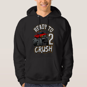 Kids Boys 2nd Birthday Monster Truck Birthday 2 ye Hoodie