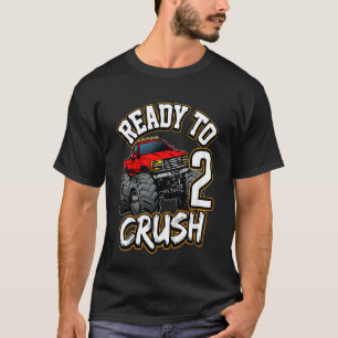 Kids Boys 2nd Birthday Monster Truck Birthday 2 ye T-Shirt