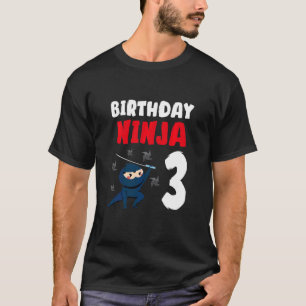 Kids Boys 3 Birthday 3 Years Old Ninja 3rd Birthda T-Shirt