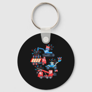 Kids Boys 4th Of July Crane Truck Construction Veh Key Ring