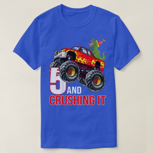 Kids Boys 5th Birthday Monster Truck Birthday 5 ye T-Shirt (Design Front)