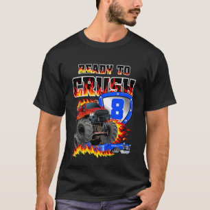 Kids Boys 8th Birthday Monster Truck Birthday 8 y T-Shirt