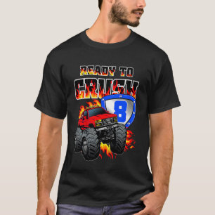 Kids Boys 8th Birthday Monster Truck Birthday 8 y T-Shirt