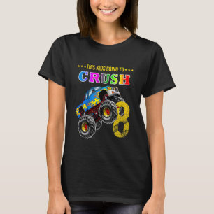 Kids Boys 8th Birthday Monster Truck Birthday Crus T-Shirt