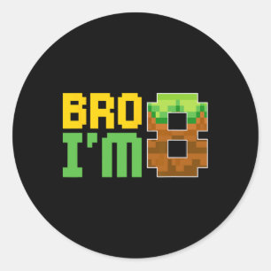 Kids Boys Birthday Party Bro I'm 8 Birthday Video Classic Round Sticker