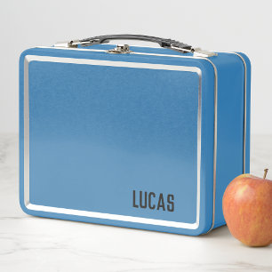 Kids Boys Blue Modern Minimalist School Metal Lunch Box