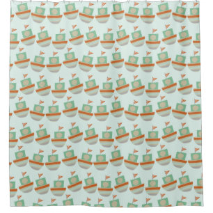 Kids Boys Boats Tug Boats Nautical Shower Curtain