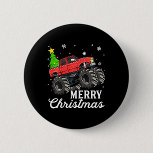Kids Boys Christmas Monster Truck Kids Merry Chris 6 Cm Round Badge