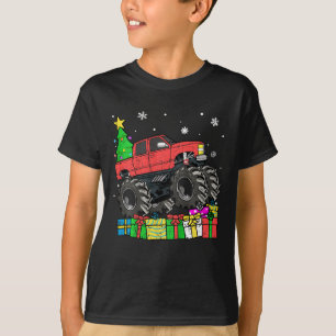 Kids Boys Christmas Monster Truck Kids Merry Chris T-Shirt