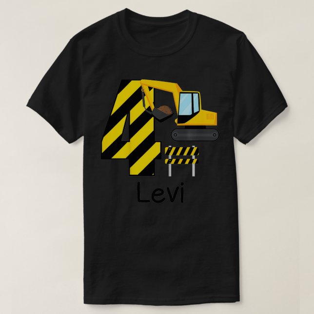 Kids Boys Construction 4th Birthday Levi 4 Years O T-Shirt (Design Front)