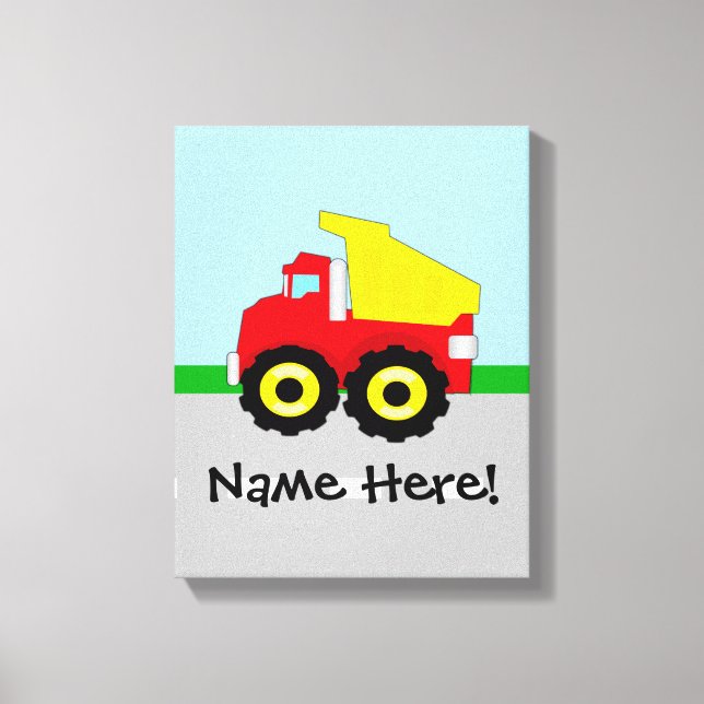 Kids Boys Construction Dumptruck Canvas Print (Front)