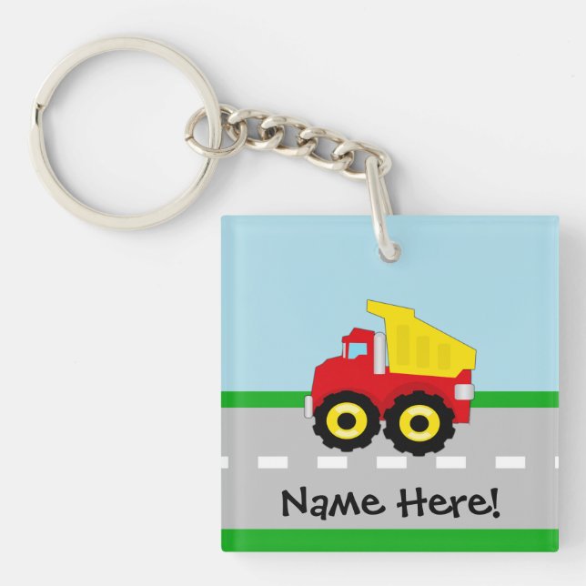 Kids Boys Construction Dumptruck Key Ring (Front)