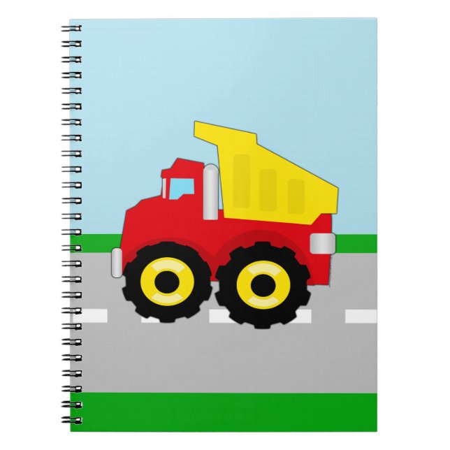 Kids Boys Construction Dumptruck Notebook (Front)