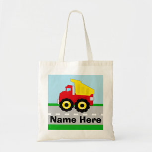Kids Boys Construction Dumptruck Personalised Tote Bag