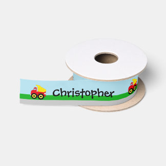 Kids Boys Construction Dumptruck Satin Ribbon