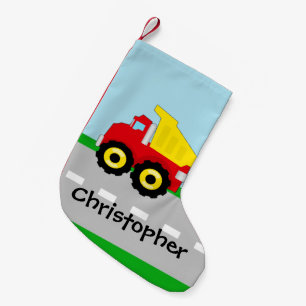 Kids Boys Construction Dumptruck Small Christmas Stocking