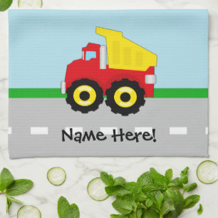 Kids Boys Construction Dumptruck Tea Towel