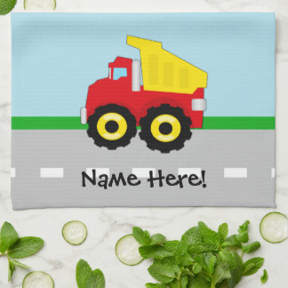 Kids Boys Construction Dumptruck Tea Towel