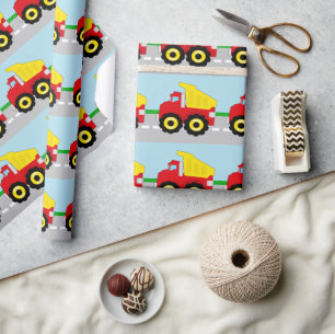 Kids Boys Construction Dumptruck Wrapping Paper