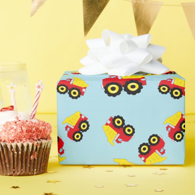Kids Boys Construction Dumptruck Wrapping Paper (Birthday Party)