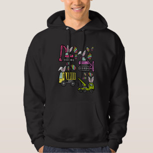 Kids Boys Easter Day Crane Truck Construction Egg Hoodie