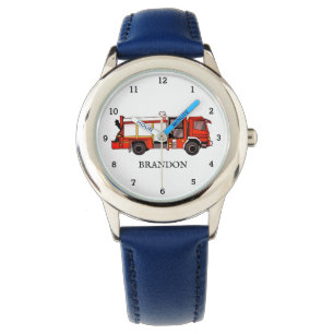Kids Boys Fire Engine Firefighter Truck Name Watch