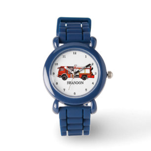 Kids Boys Fire Engine Firefighter Truck Name Watch