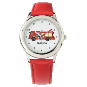 Kids Boys Fire Engine Firefighter Truck Name Watch