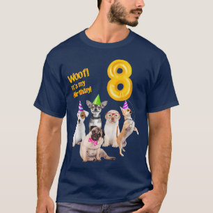 Kids Boys Girls cute dogs 8th Birthday puppy T-Shirt