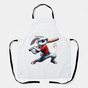 Kids Boys Happy Easter Bunny Playing Baseball East Apron